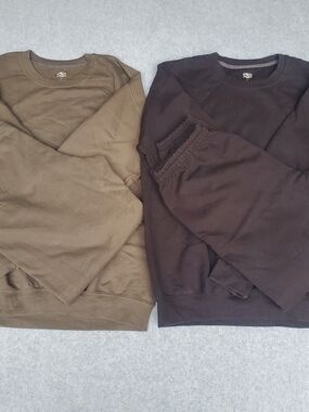 Athletic Works Men's Crewneck Sweatshirts - Olive Brown & Black
